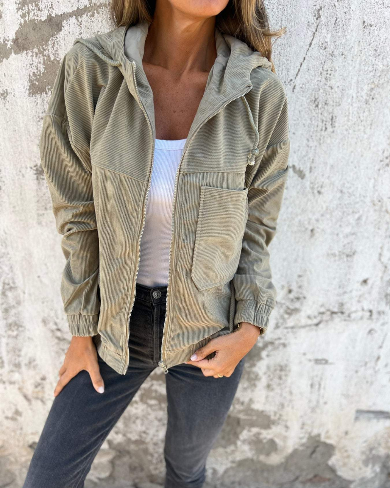 ROUSSEL PARIS | VESTE À CAPUCHE EN VELOURS CÔTELÉ POUR FEMME