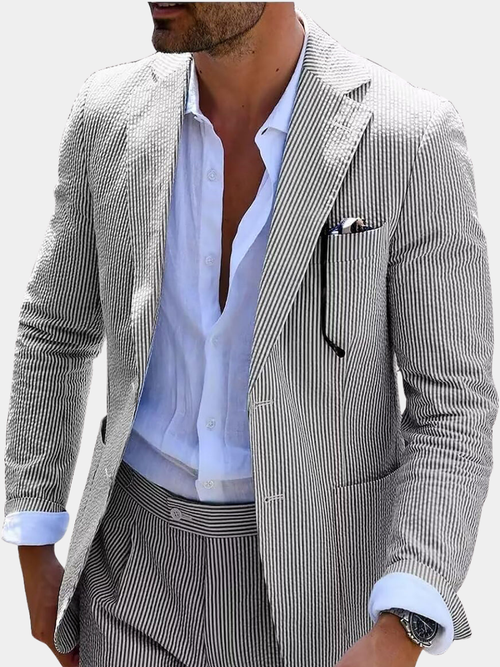 COMPLET ÉTÉ À RAYURES (PANTALONS + VESTE)