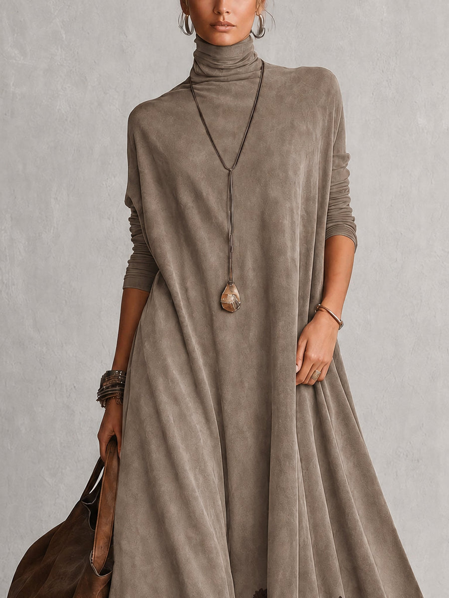 ROUSSEL PARIS | Robe évasée à col montant avec panneaux en dentelle et manches longues
