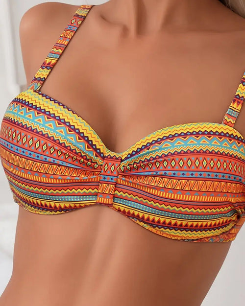 ENSEMBLE TANKINI IMPRIMÉ ETHNIQUE POUR FEMME