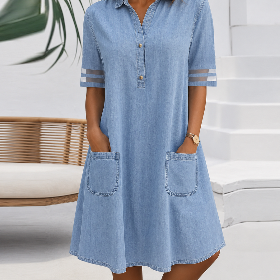 ROUSSEL PARIS | Robe Chemisier Effet Denim Amincissant Ventre