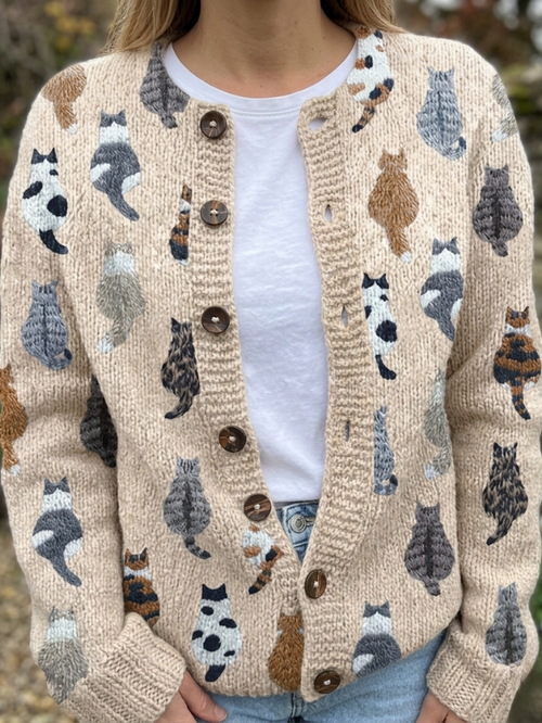 ROUSSEL PARIS | CARDIGAN MOTIF CHAT POUR FEMME