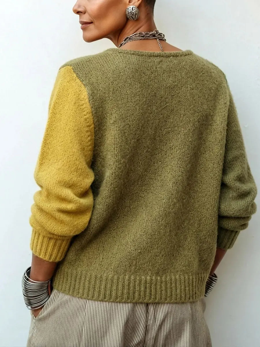 ROUSSEL PARIS | Pull en Maille Asymétrique Douillet à Blocs de Couleurs Artistiques