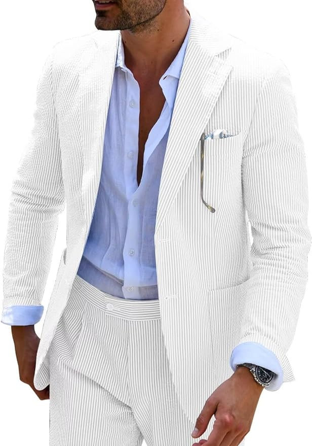 COMPLET ÉTÉ À RAYURES (PANTALONS + VESTE)