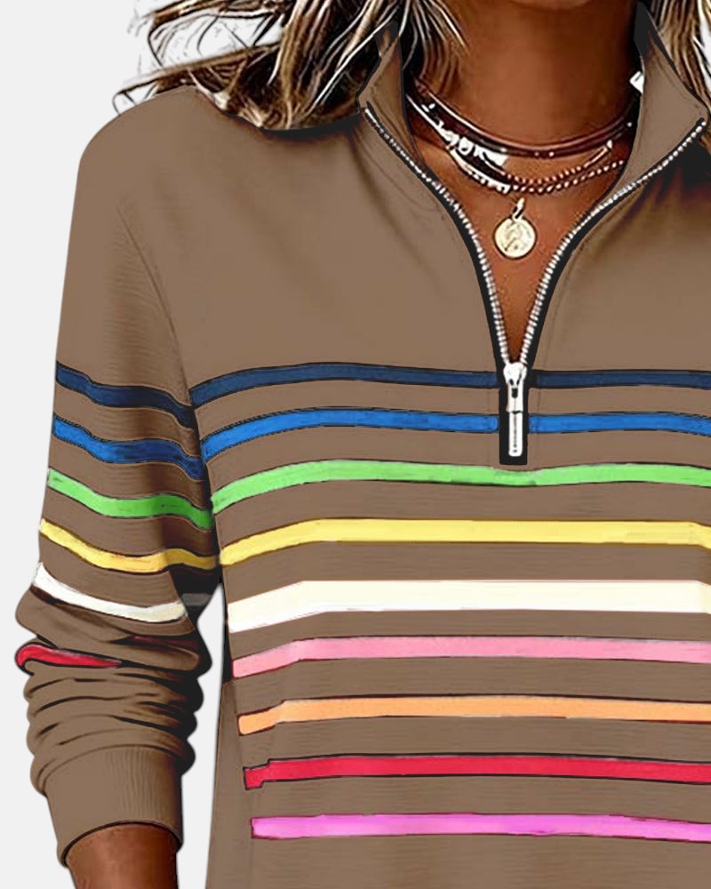 ROUSSEL PARIS | PULL RAYÉ À FERMETURE ÉCLAIR POUR FEMMES