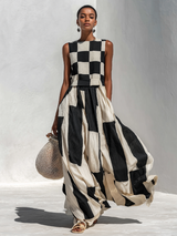 ROUSSEL PARIS | Robe Maxi sans Manches avec Panneau Contrastant