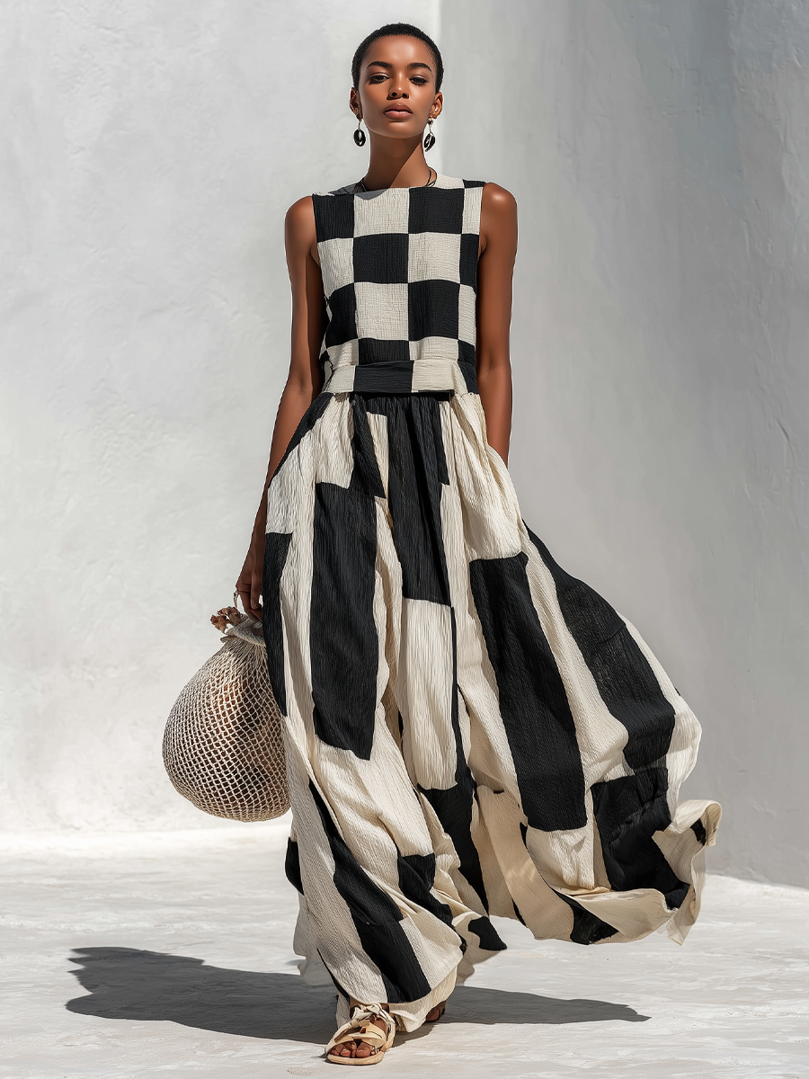 ROUSSEL PARIS | Robe Maxi sans Manches avec Panneau Contrastant
