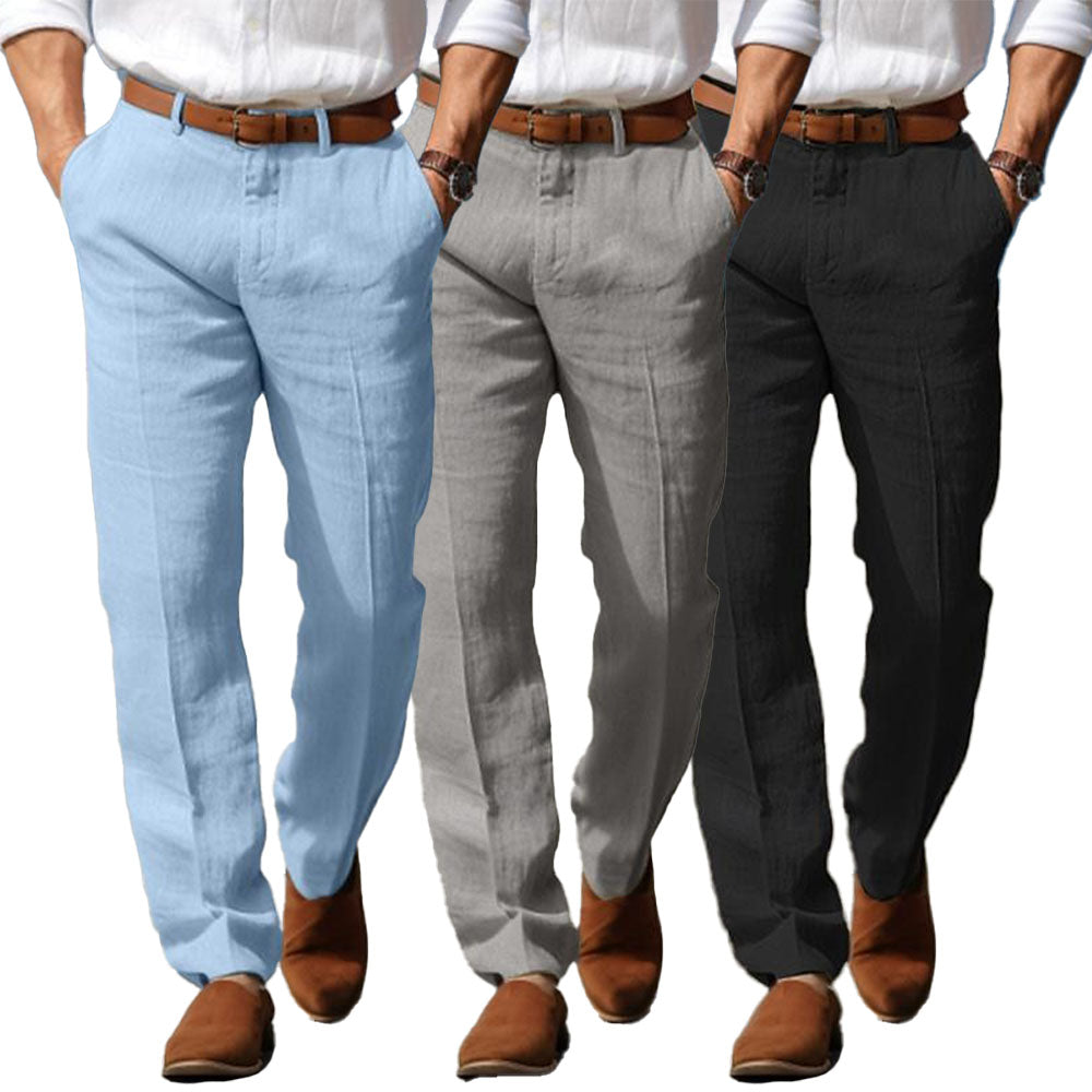 PANTALON HOMME LUXE EN LIN PREMIUM (AVEC PASSANTS POUR CEINTURE)
