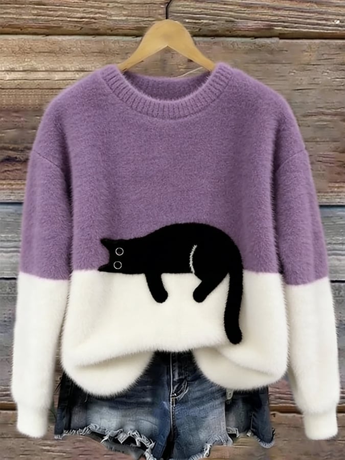 ROUSSEL PARIS | Pull Oversize Doux à Motif Chat