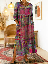 ROUSSEL PARIS | Robe en Denim avec Patchwork Ethnique