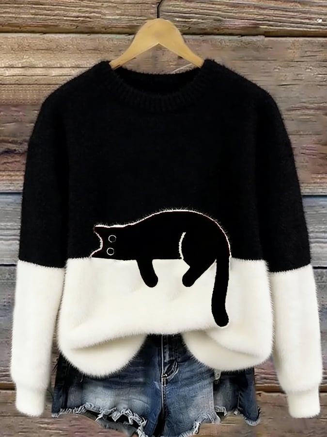 ROUSSEL PARIS | Pull Oversize Élégant avec Chat