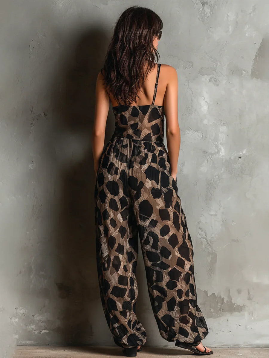 ROUSSEL PARIS | Combinaison imprimé animal avec encolure halter