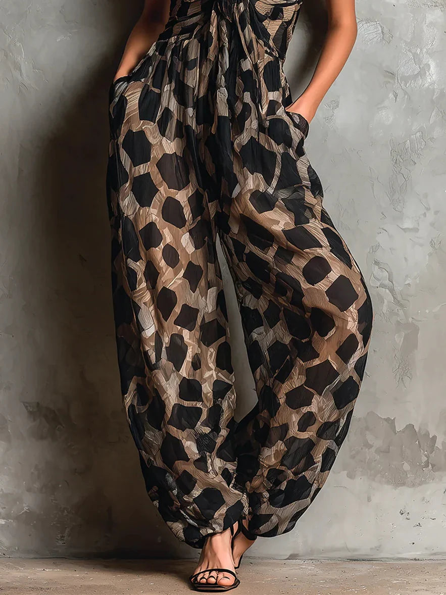 ROUSSEL PARIS | Combinaison imprimé animal avec encolure halter