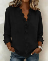 ROUSSEL PARIS | Blouse à volants, col en V et manches longues