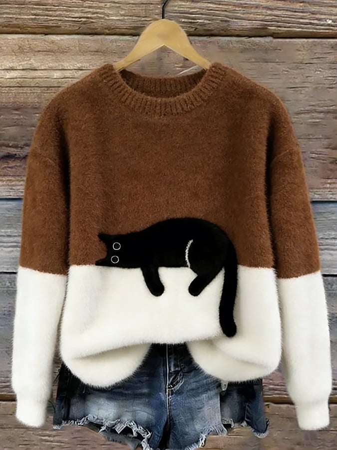 ROUSSEL PARIS | Pull Oversize Élégant avec Chat