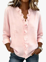 MOREAU LYON | BLOUSE À COL VOLANTÉ EN V POUR FEMMES