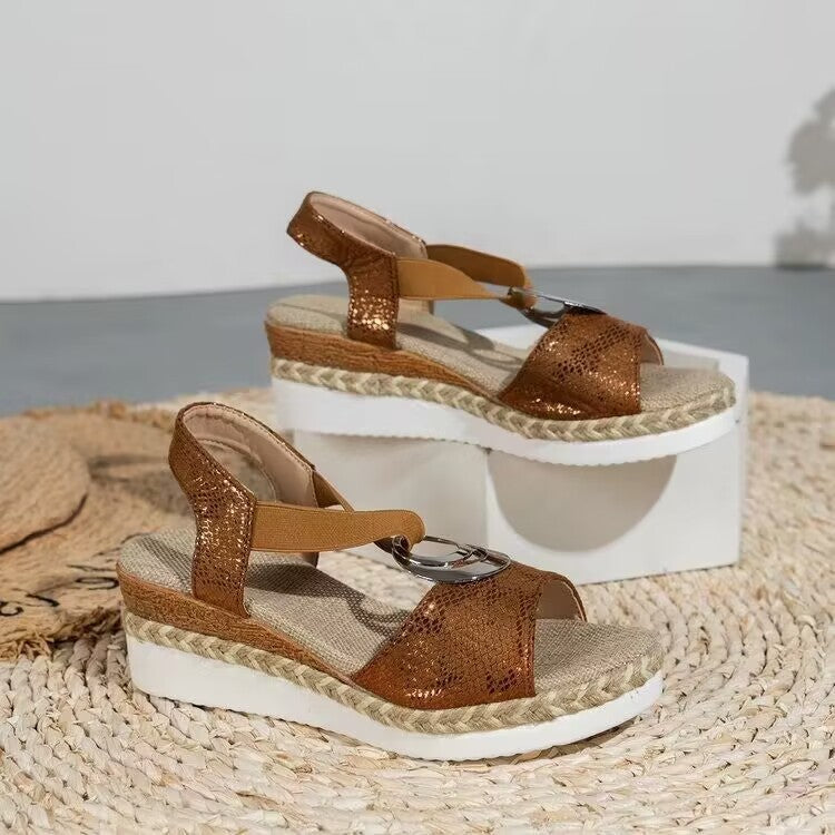 ROUSSEL PARIS | SANDALES CLASSIQUES À TALON COMPENSÉ POUR FEMMES