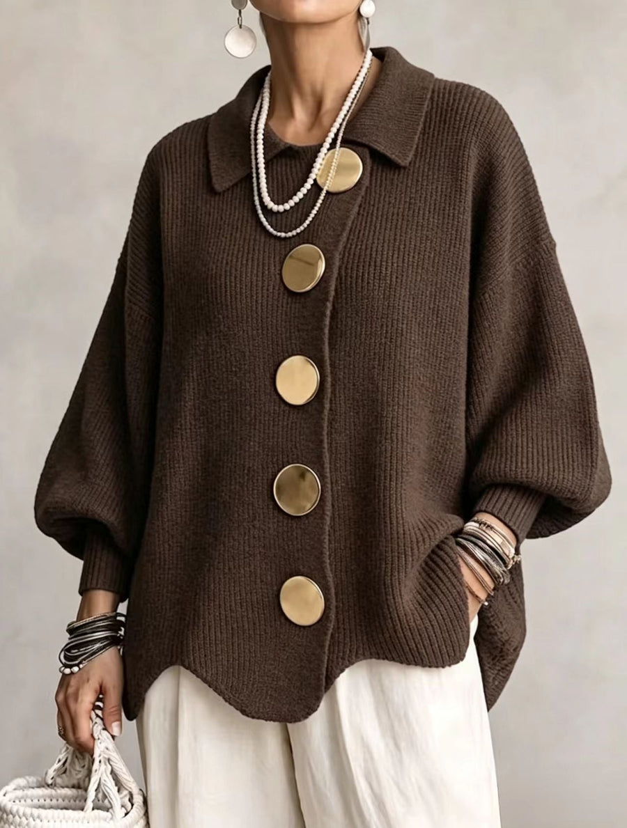 ROUSSEL PARIS | Cardigan Oversize à Col avec Gros Boutons Métalliques