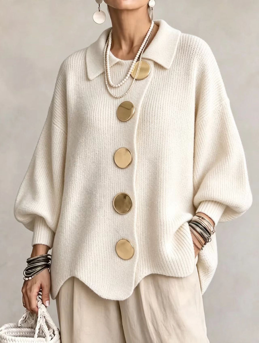 ROUSSEL PARIS | Cardigan Oversize à Col avec Gros Boutons Métalliques