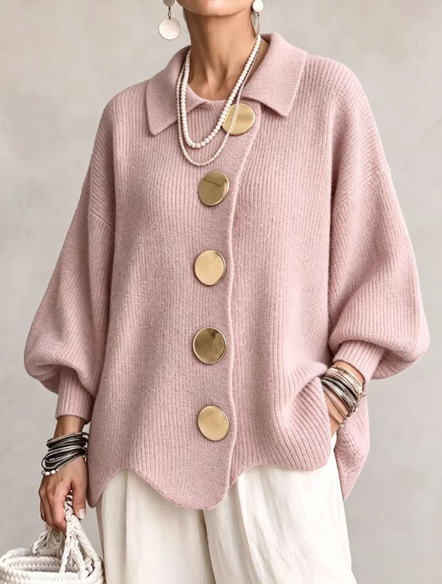 ROUSSEL PARIS | Cardigan Oversize à Col avec Gros Boutons Métalliques