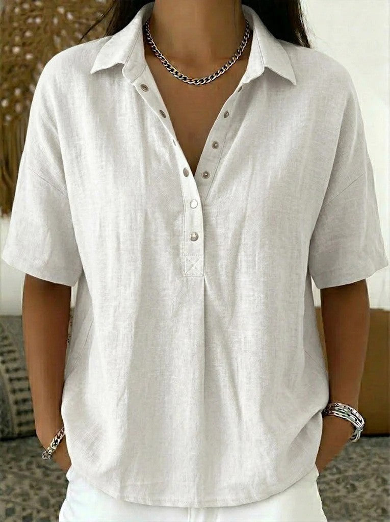 MOREAU LYON | BLOUSE À COL EN V AVEC BOUTONS POUR FEMMES