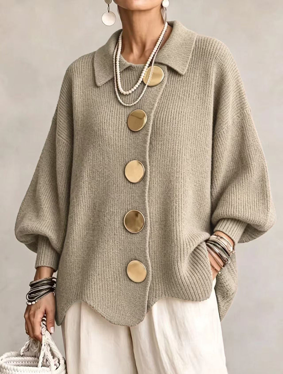 ROUSSEL PARIS | Cardigan Oversize à Col avec Gros Boutons Métalliques