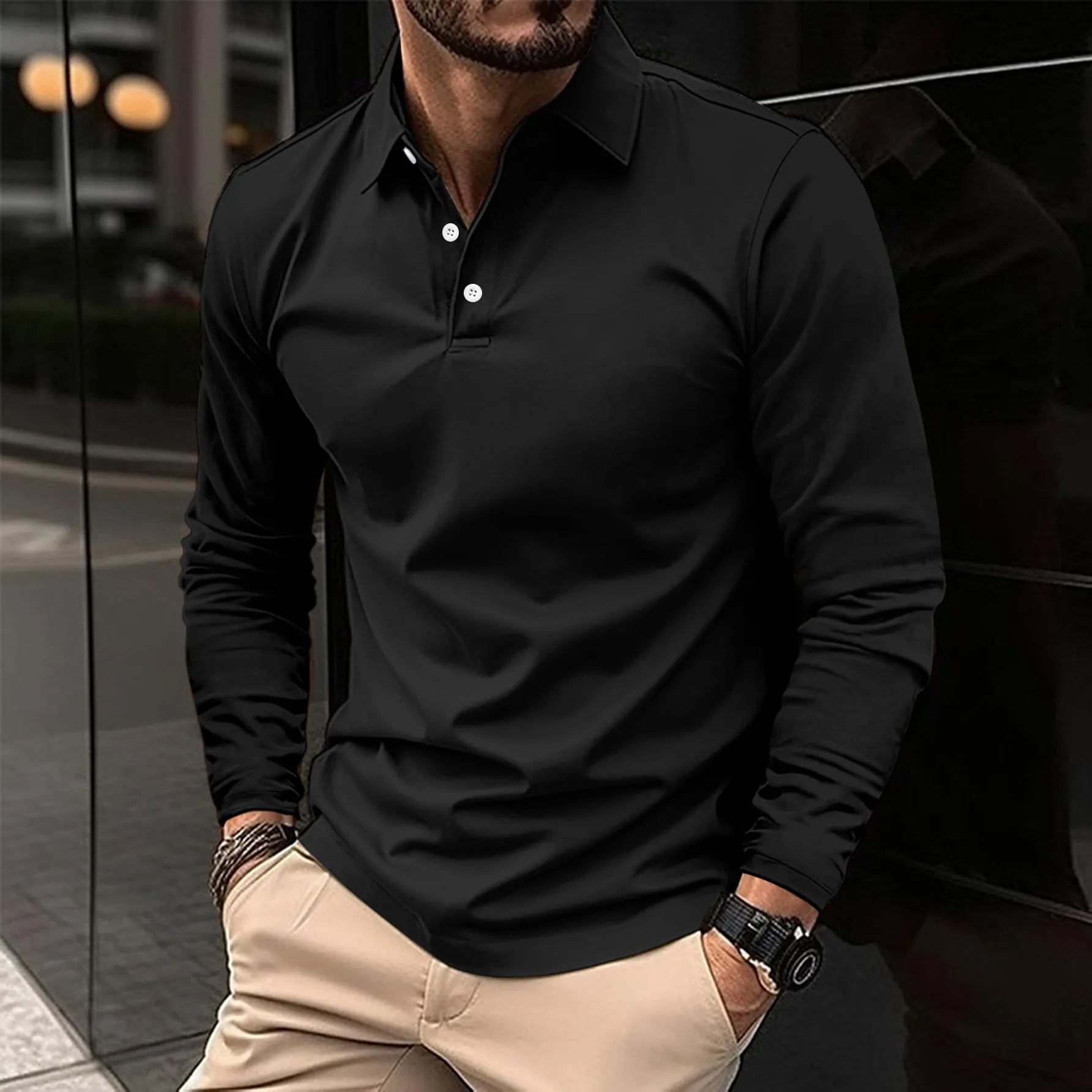 LAURENT MONACO | POLO CLASSICA À MANCHES LONGUES POUR HOMME