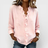 ROUSSEL PARIS | Blouse à volants, col en V et manches longues