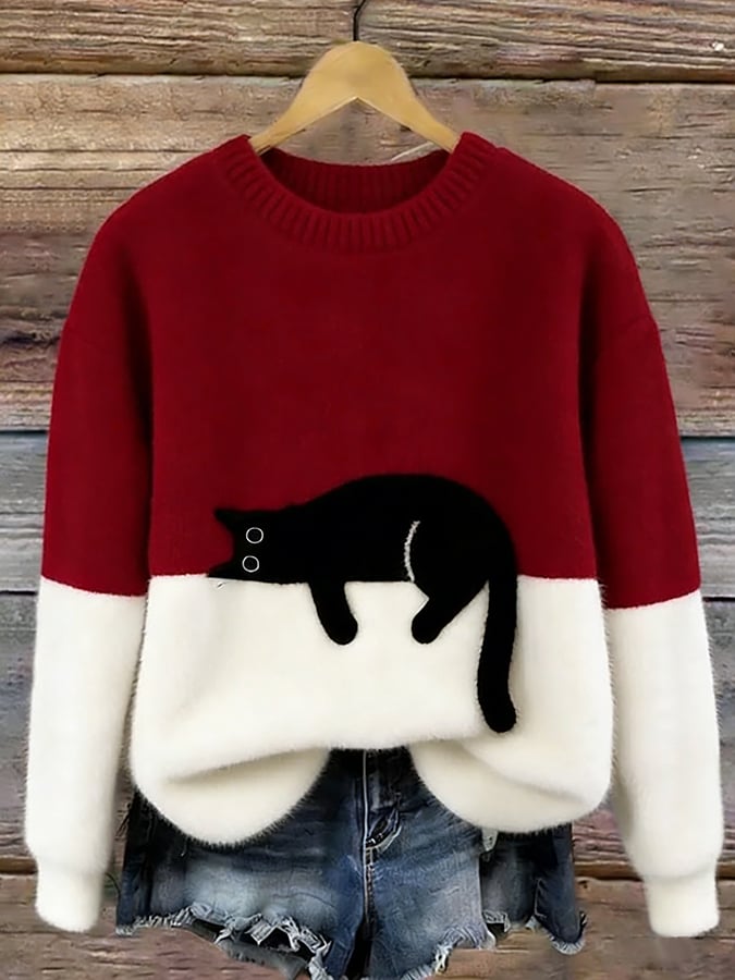 ROUSSEL PARIS | Pull Oversize Doux à Motif Chat
