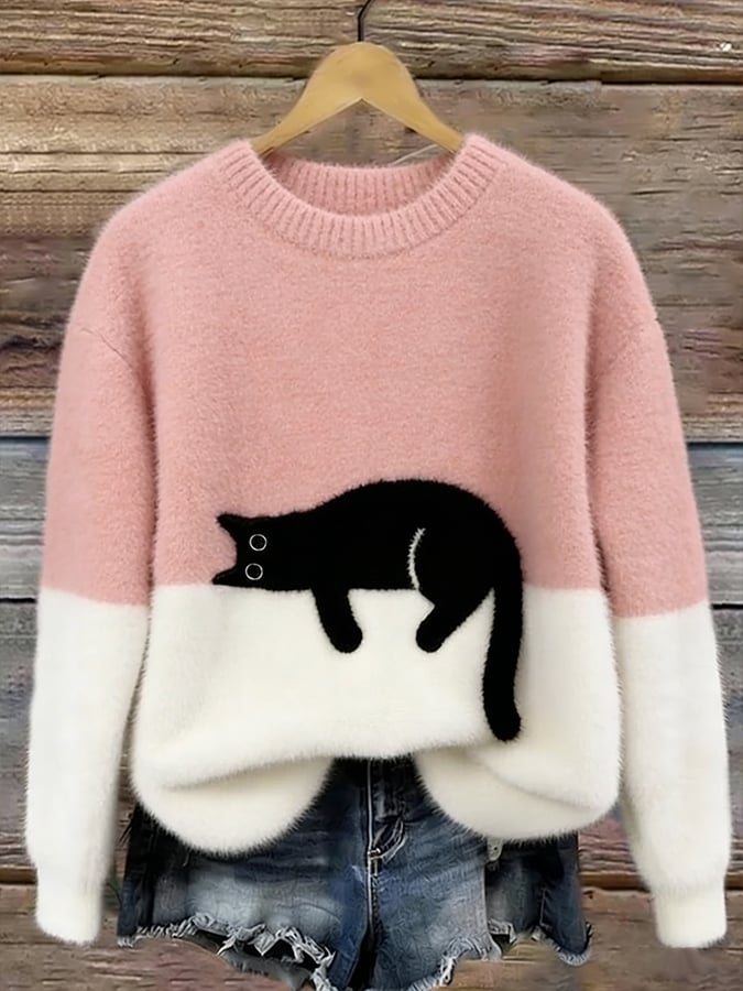 ROUSSEL PARIS | Pull Oversize Doux à Motif Chat