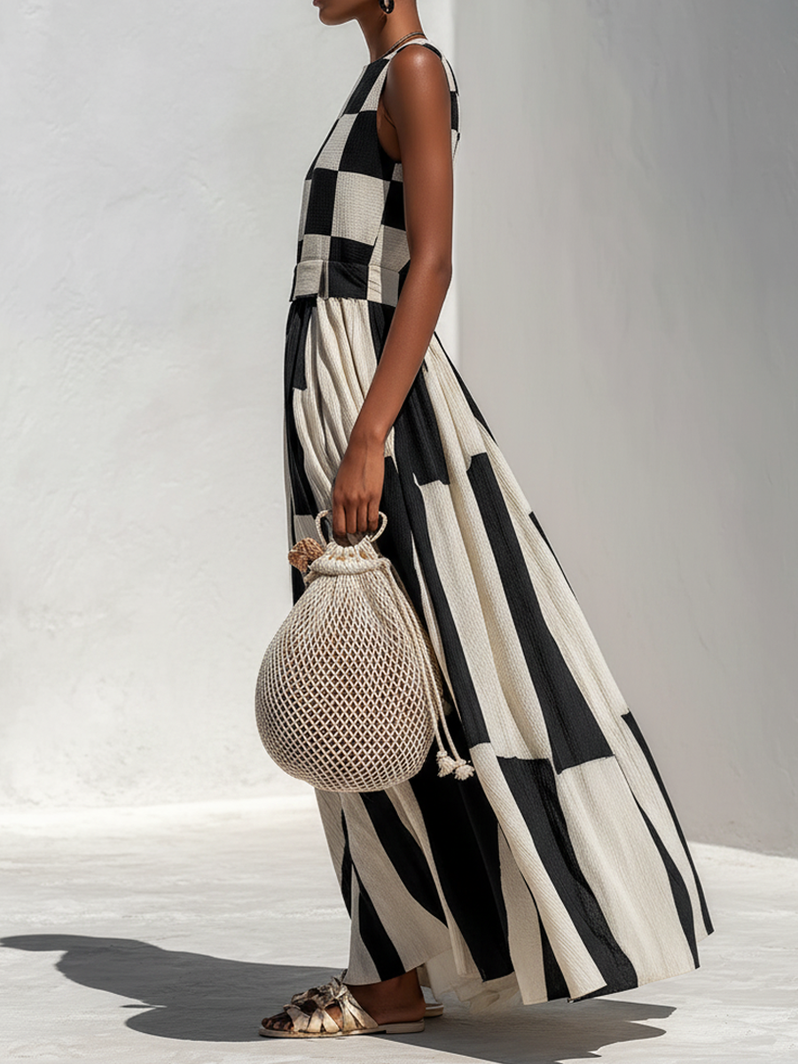 ROUSSEL PARIS | Robe longue sans manches à empiècement contrasté
