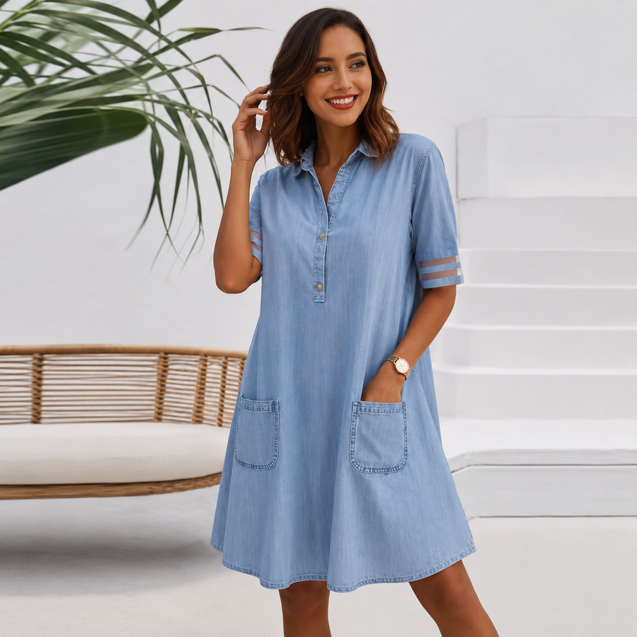 ROUSSEL PARIS | Robe Chemisier Effet Denim Amincissant Ventre