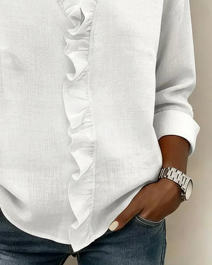 ROUSSEL PARIS | Blouse à volants, col en V et manches longues