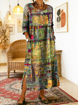 ROUSSEL PARIS | Robe en Denim avec Patchwork Ethnique