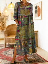 ROUSSEL PARIS | Robe en Denim avec Patchwork Ethnique