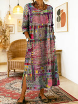 ROUSSEL PARIS | Robe en Denim avec Patchwork Ethnique
