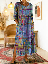 ROUSSEL PARIS | Robe en Denim avec Patchwork Ethnique
