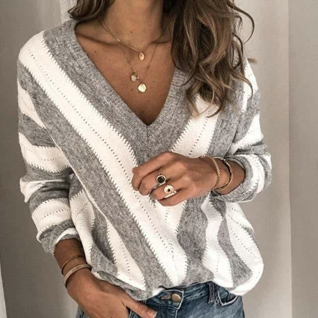 ROUSSEL PARIS | PULL RAYÉ COL V POUR FEMMES