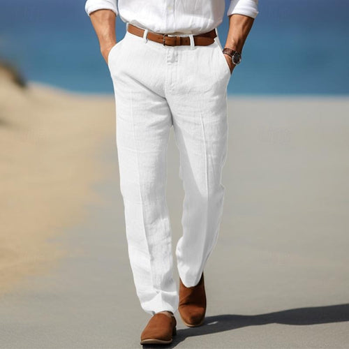 PANTALON HOMME LUXE EN LIN PREMIUM (AVEC PASSANTS POUR CEINTURE)