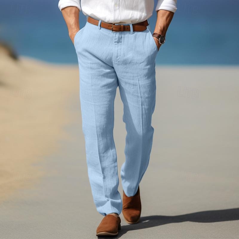 PANTALON HOMME LUXE EN LIN PREMIUM (AVEC PASSANTS POUR CEINTURE)