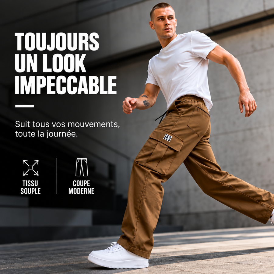 ROUSSEL PARIS | Pantalon cargo homme | Coupe décontractée avec de nombreuses poches – tissu souple, coupe moderne