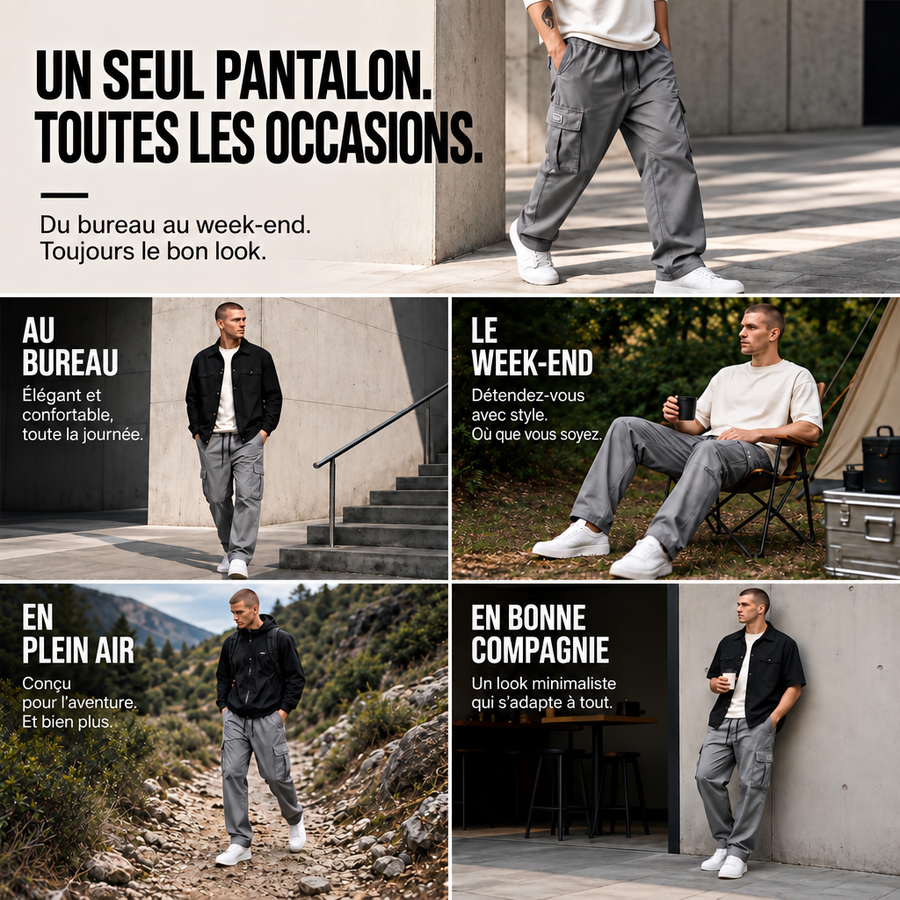 ROUSSEL PARIS | Pantalon cargo homme | Coupe décontractée avec de nombreuses poches – du bureau au week-end, un seul pantalon pour chaque occasion