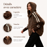 ROUSSEL PARIS | Manteau Peluche à Capuche Ultra-Doux – détails : capuche, manche, fermeture éclair