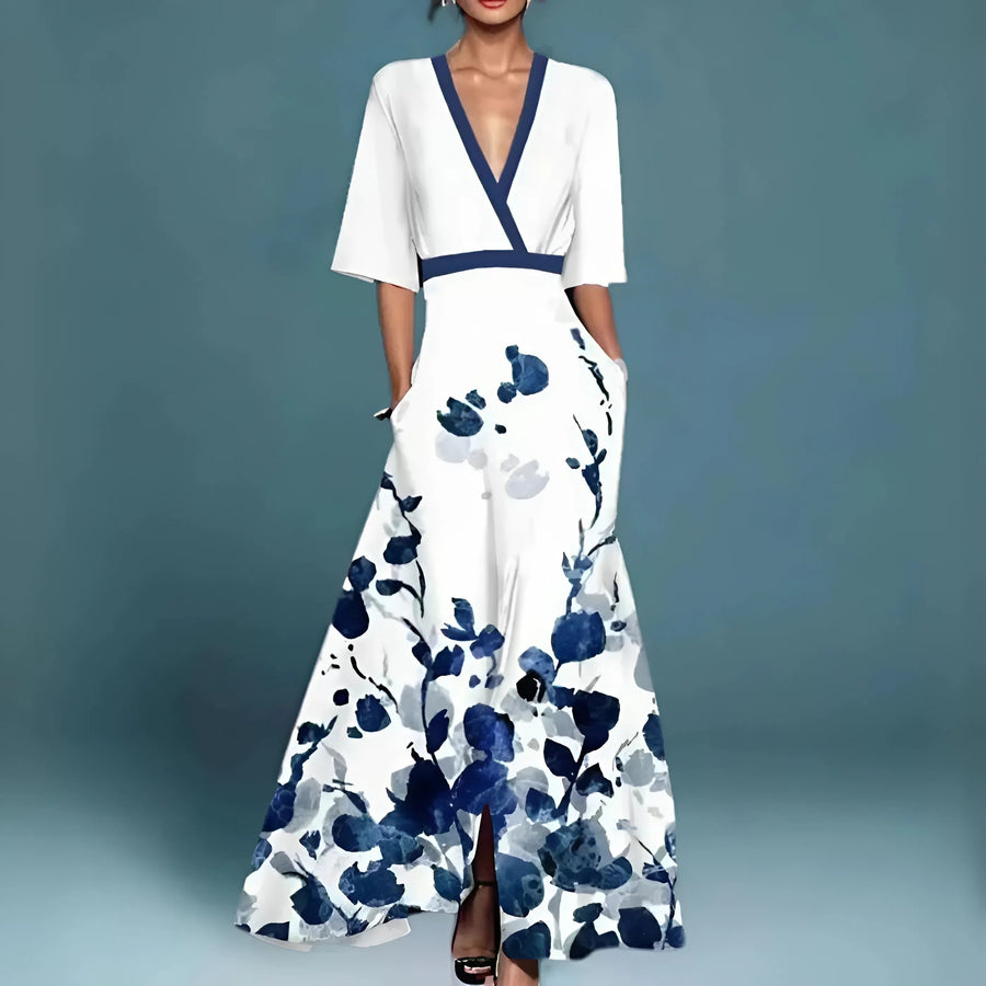 MOREAU LYON | ROBE FLORALE COL V POUR FEMMES