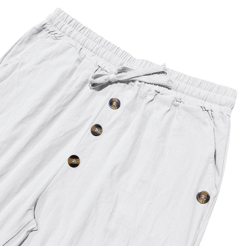 ROUSSEL PARIS | 👖 Pantalon décontracté en lin à cordon pour homme – léger, respirant & confortable – avec ceinture élastique & cordon de serrage – parfait pour le quotidien, le bureau & les loisirs