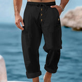 ROUSSEL PARIS | 👖 Pantalon décontracté en lin à cordon pour homme – léger, respirant & confortable – avec ceinture élastique & cordon de serrage – parfait pour le quotidien, le bureau & les loisirs