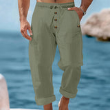 ROUSSEL PARIS | 👖 Pantalon décontracté en lin à cordon pour homme – léger, respirant & confortable – avec ceinture élastique & cordon de serrage – parfait pour le quotidien, le bureau & les loisirs