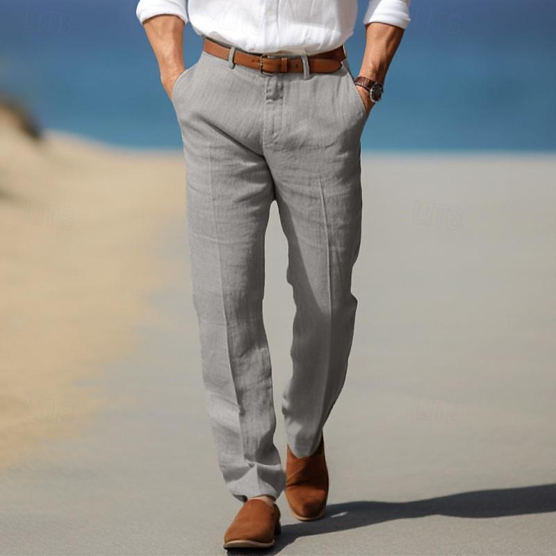 PANTALON HOMME LUXE EN LIN PREMIUM (AVEC PASSANTS POUR CEINTURE)